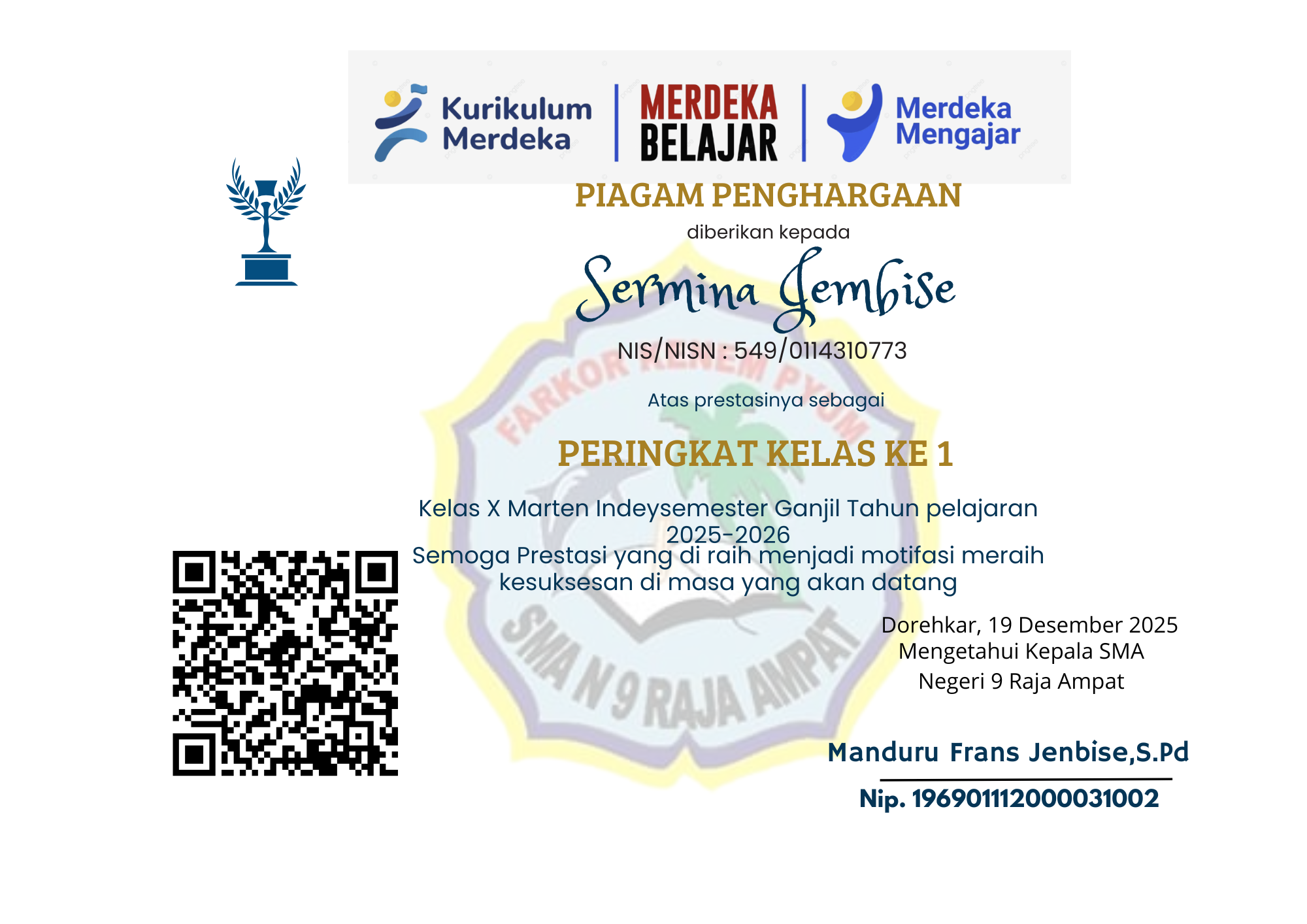 Perengkingan Semester Gasal 2025-2026